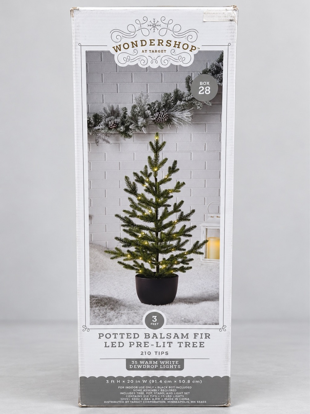 Wondershop 3 ft Potted Balsam Fir Pre-Lit Christmas Tree – 35 Warm White LED Lig